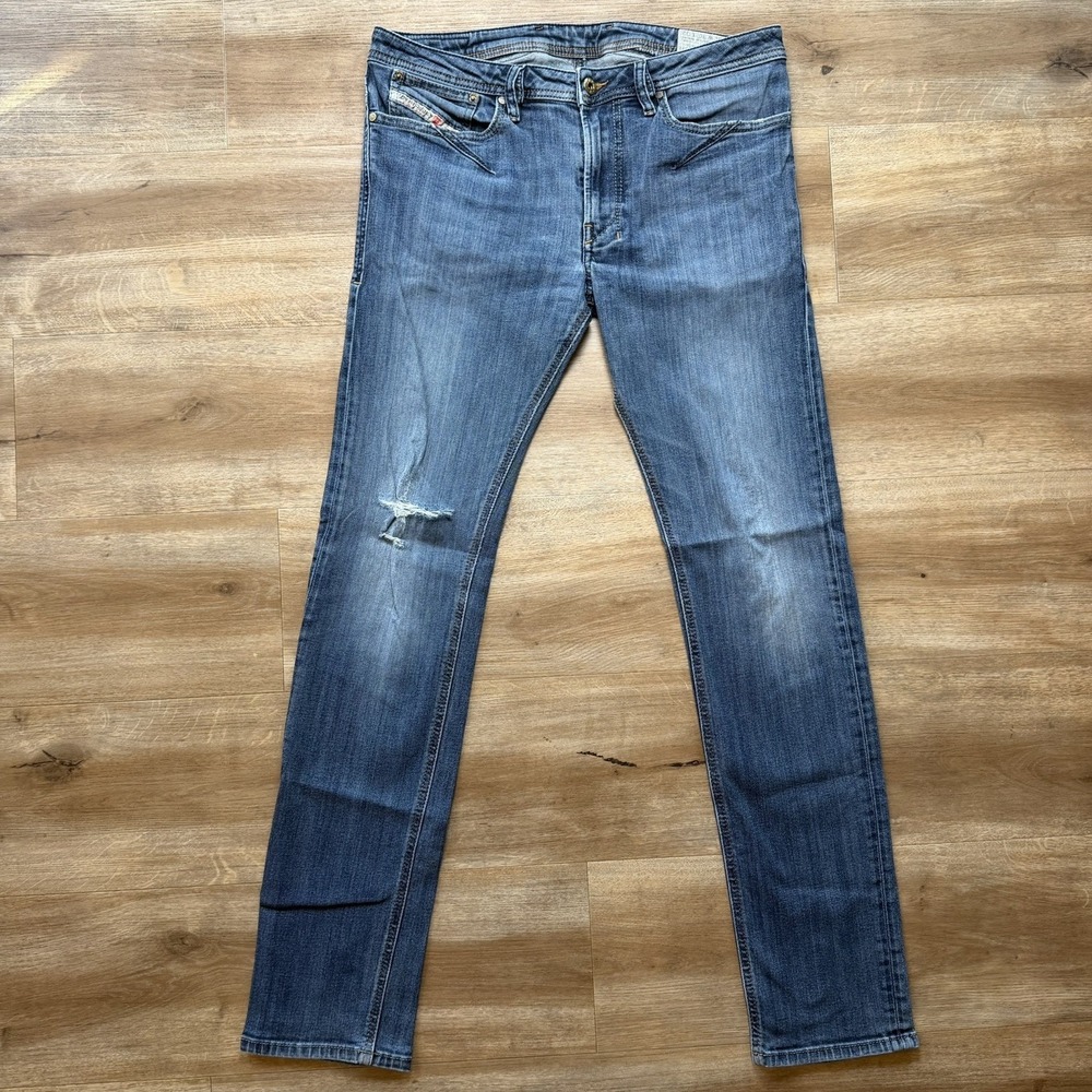 Diesel Shioner Jeans Men 30x32 Blue Slim Skinny Stretch Denim Distressed 0814W